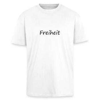 Freiheit - Oversized Heavyweight Unisex T-Shirt - Weiß - Vorne - Alina (178cm) & Michal (187cm)