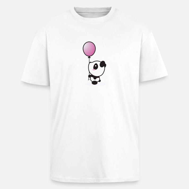 panda with baloon - Oversized Heavyweight Unisex T-Shirt - Weiß