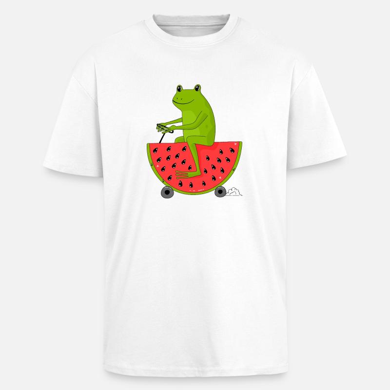 Grenouille et pastèque - T-shirt unisexe oversize épais - blanc