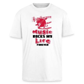 Music rocks my Life Musik Spruch Band Geschenk - Oversized Heavyweight Unisex T-Shirt - Weiß - Vorne - Alina (178cm) & Michal (187cm)