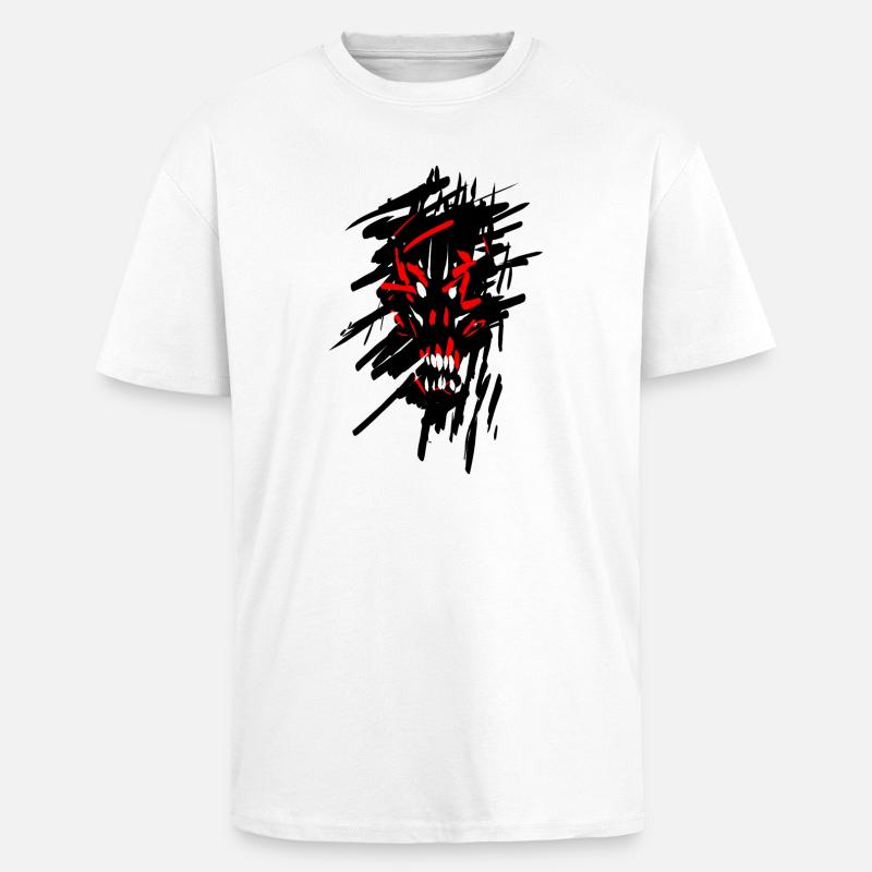 Devil horror graffiti - Unisex Oversized Heavyweight T-shirt - white