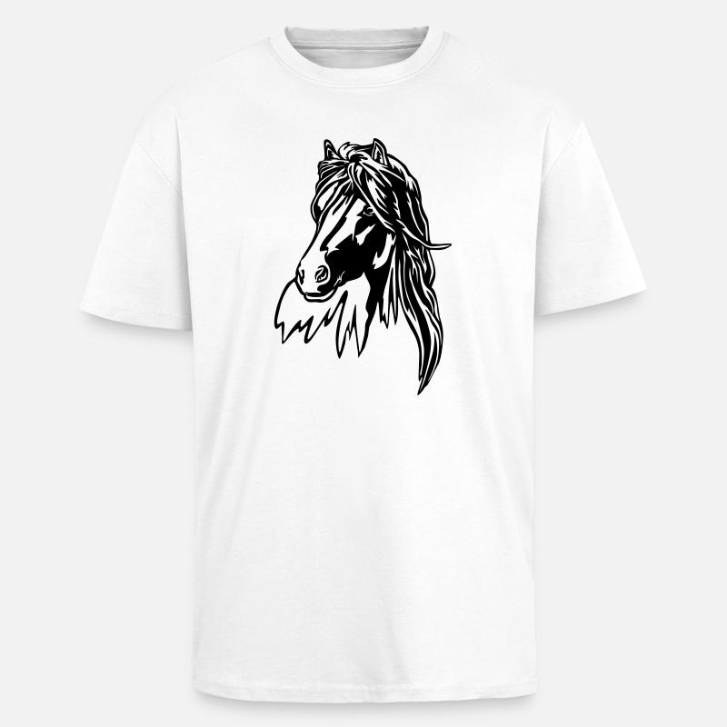 Pferd Kopf - Oversized Heavyweight Unisex T-Shirt - Weiß