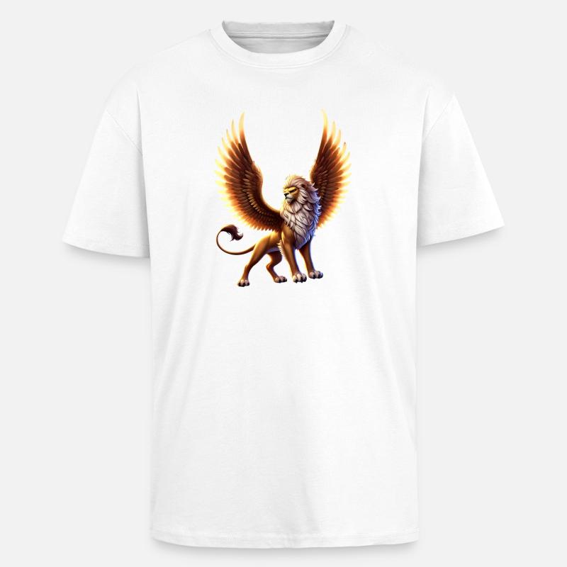 Flammenlöwe mit Flügeln - Oversized Heavyweight Unisex T-Shirt - Weiß