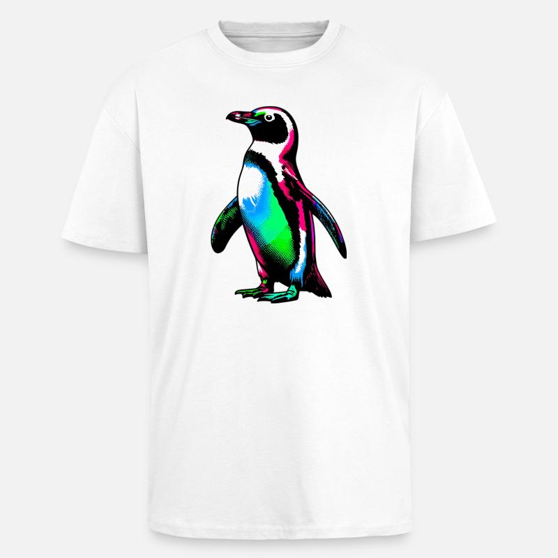 Pingouin - T-shirt unisexe oversize épais - blanc
