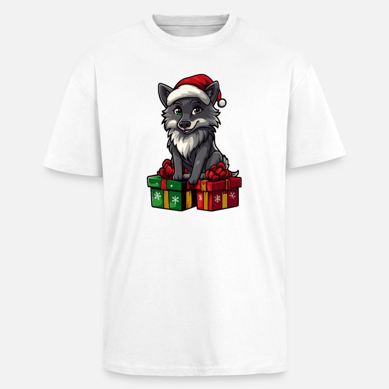 Wolf Weihnachten Geschenke - Oversized Heavyweight Unisex T-Shirt - Weiß