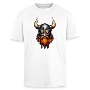 Wikinger Krieger Helm - Oversized Heavyweight Unisex T-Shirt - Weiß - Vorne - Alina (178cm) & Michal (187cm)