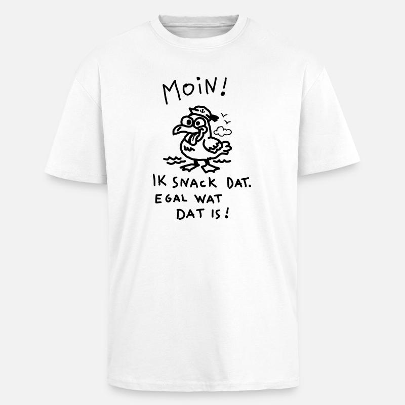 Moin Dämliche Möwe Witzig Kinder Motiv  - Oversized Heavyweight Unisex T-Shirt - Weiß