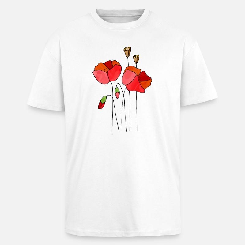 Fleur - T-shirt unisexe oversize épais - blanc