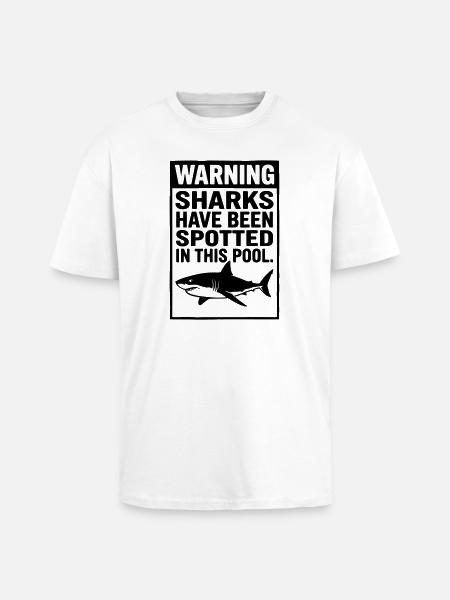 Sharks Pool Sharks in the Pool - Unisex Oversized Heavyweight T-shirt - white