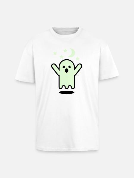 Glow in the dark ghost - Unisex Oversized Heavyweight T-shirt - white