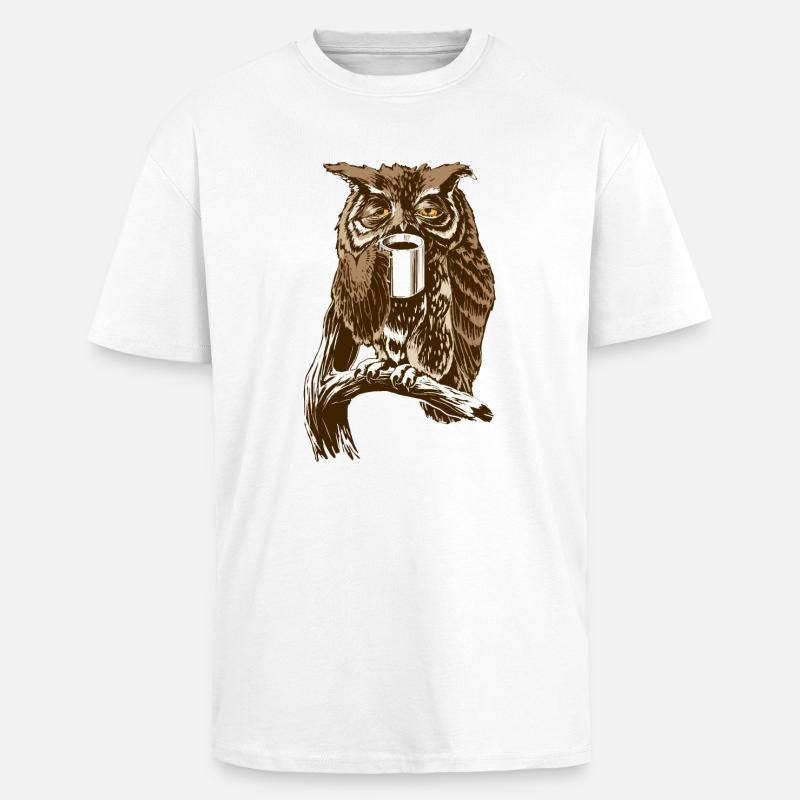 Kaffee-Eule braun - Oversized Heavyweight Unisex T-Shirt - Weiß