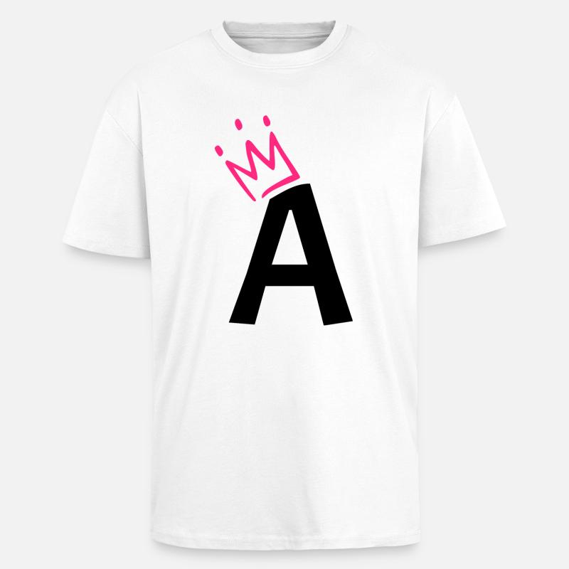 Buchstabe A mit Krone - Oversized Heavyweight Unisex T-Shirt - Weiß
