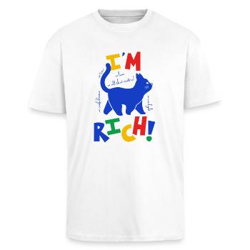 Reiche katze - Oversized Heavyweight Unisex T-Shirt - Weiß - Vorne - Alina (178cm) & Michal (187cm)