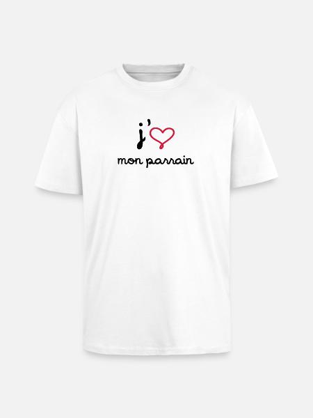 J'aime mon parrain - T-shirt unisexe oversize épais - blanc