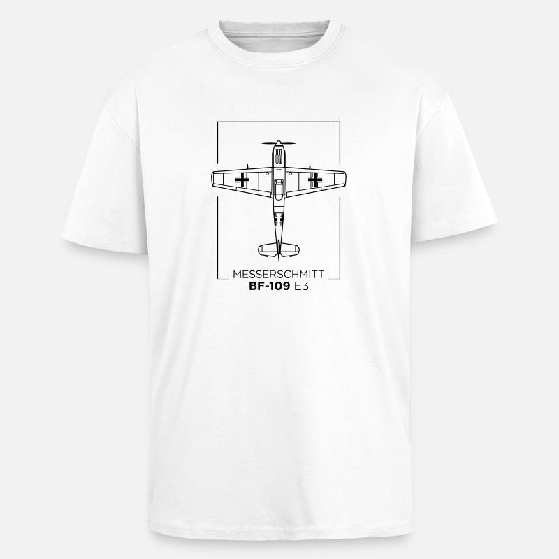 Messerschmitt BF-109 E3 - T-shirt unisexe oversize épais - blanc