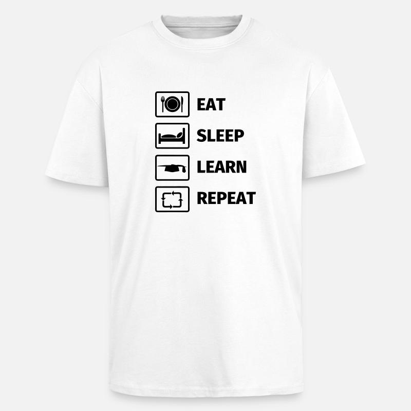 EAT SLEEP LEARN REPEAT - Oversized Heavyweight Unisex T-Shirt - Weiß
