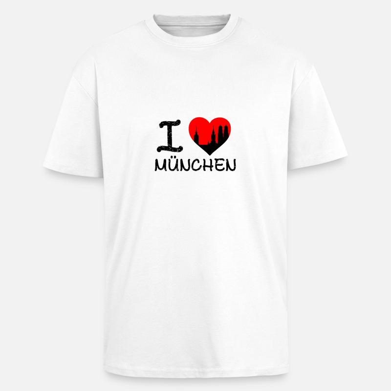 Ich liebe München Design - Oversized Heavyweight Unisex T-Shirt - Weiß
