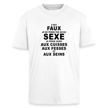 sexe humour - T-shirt unisexe oversize épais - blanc - Devant - Alina (178cm) & Michal (187cm)