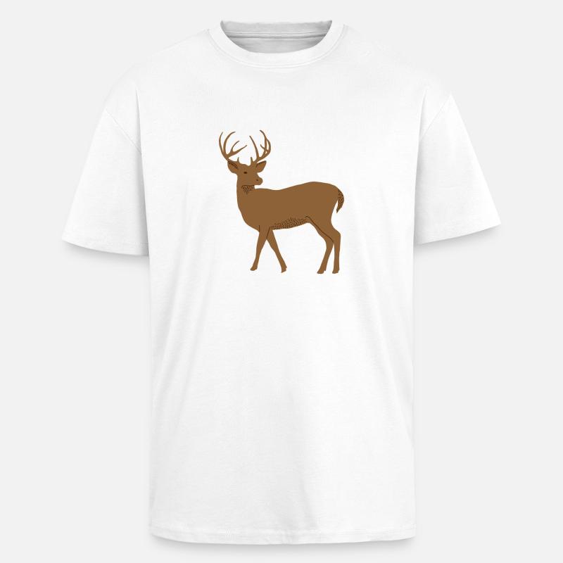 Hirsch - Oversized Heavyweight Unisex T-Shirt - Weiß