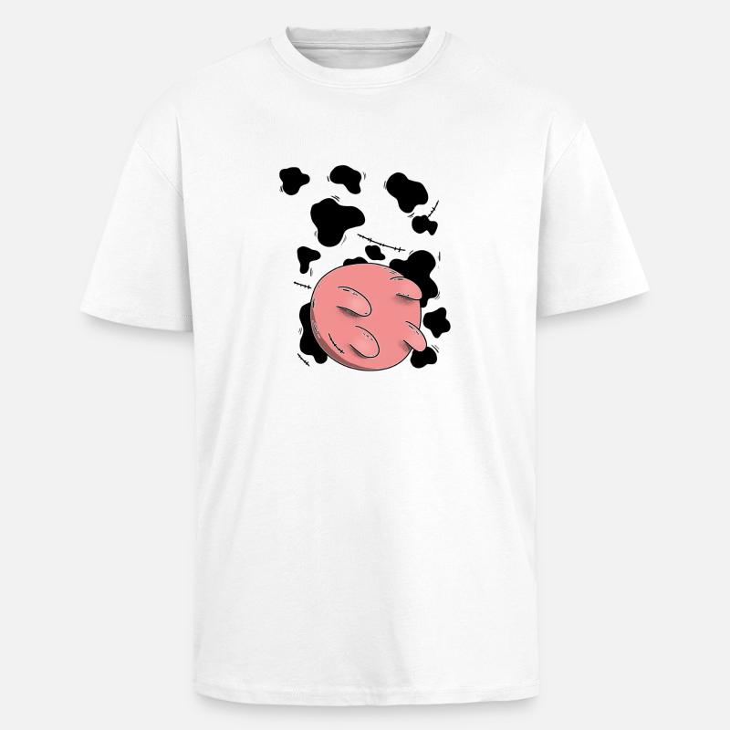 Conception du pis de vache - T-shirt unisexe oversize épais - blanc