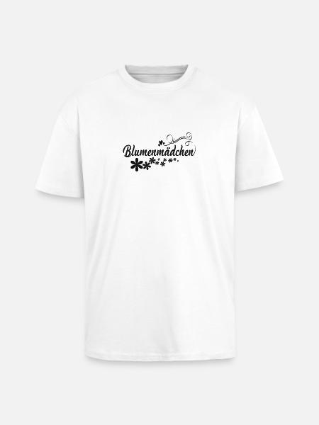 Blumenmädchen schwarze Blumen - Oversized Heavyweight Unisex T-Shirt - Weiß