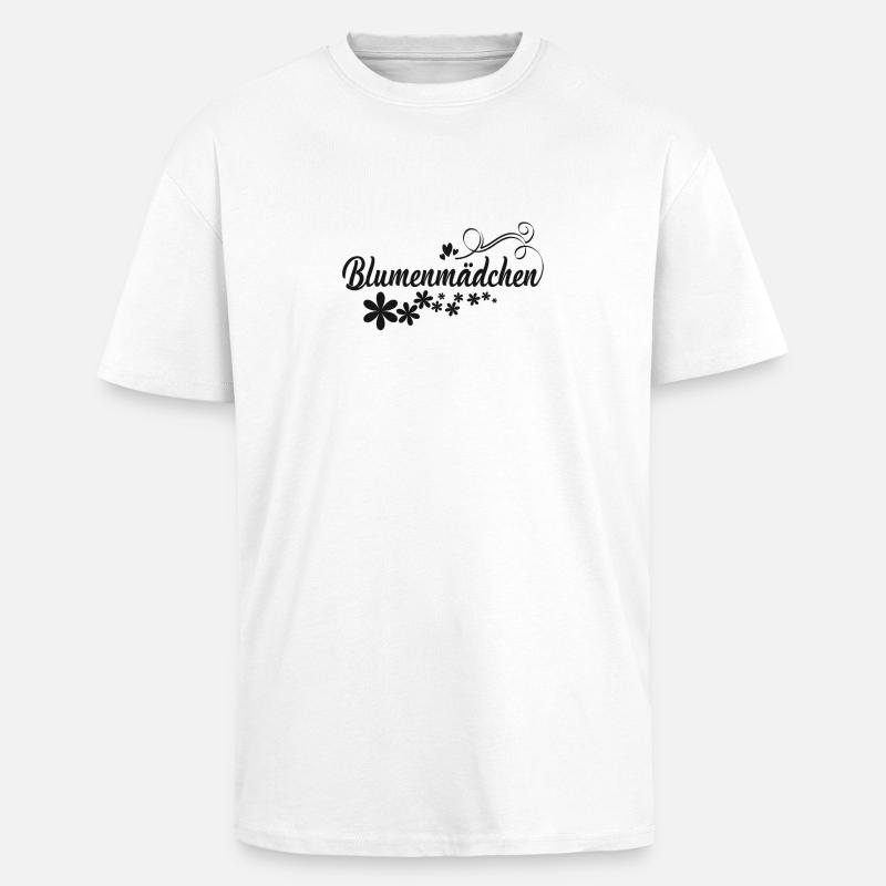 Blumenmädchen schwarze Blumen - Oversized Heavyweight Unisex T-Shirt - Weiß