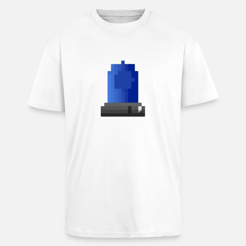 Blaulicht Sirene Pixelkunst - Oversized Heavyweight Unisex T-Shirt - Weiß
