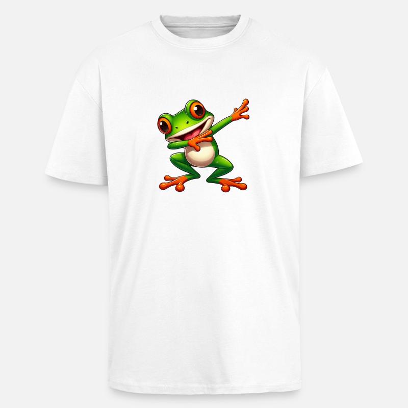 Cool Frog Dabbing Toad Style - Unisex Oversized Heavyweight T-shirt - white