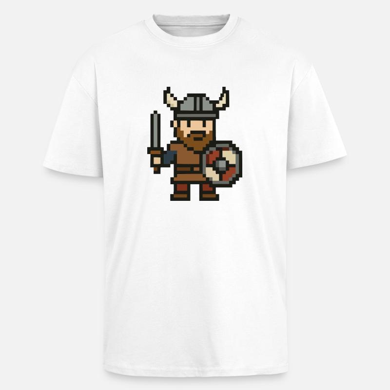wikinger comic pixel - Oversized Heavyweight Unisex T-Shirt - Weiß