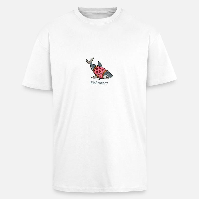 Comic Hai mit Herzpullover - Oversized Heavyweight Unisex T-Shirt - Weiß