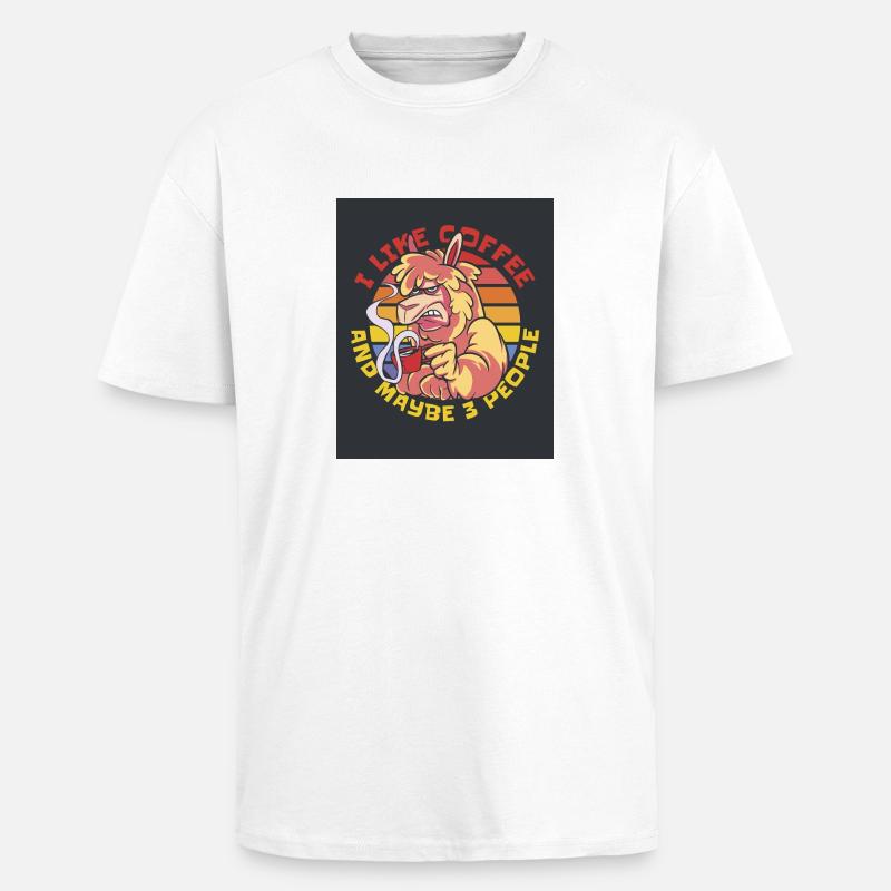 16992 GrumpyAlpacaTshirt PR - T-shirt unisexe oversize épais - blanc