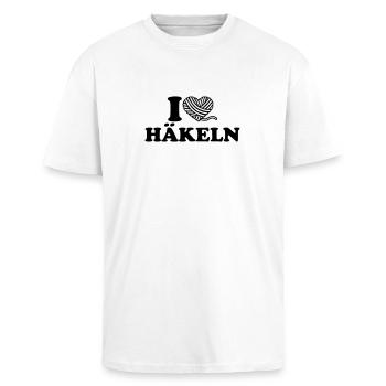 Häkeln - Oversized Heavyweight Unisex T-Shirt - Weiß - Vorne - Alina (178cm) & Michal (187cm)