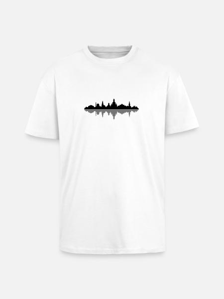 Skyline Dresden - Oversized Heavyweight Unisex T-Shirt - Weiß