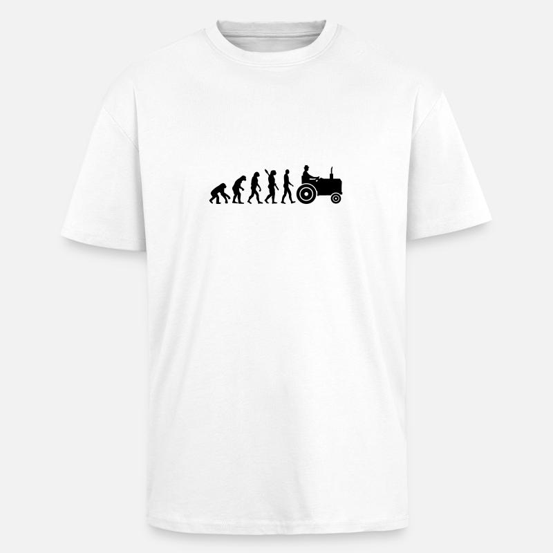 Evolution Tractor - Oversized Heavyweight Unisex T-Shirt - Weiß