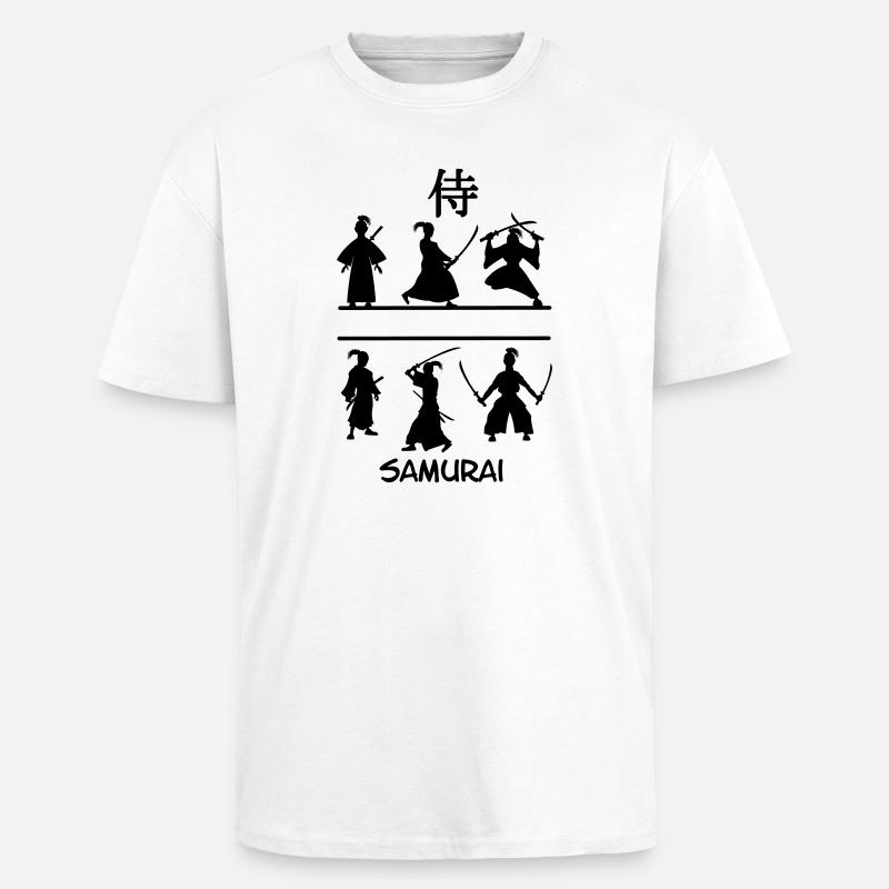 Samouraï avec des épées - T-shirt unisexe oversize épais - blanc
