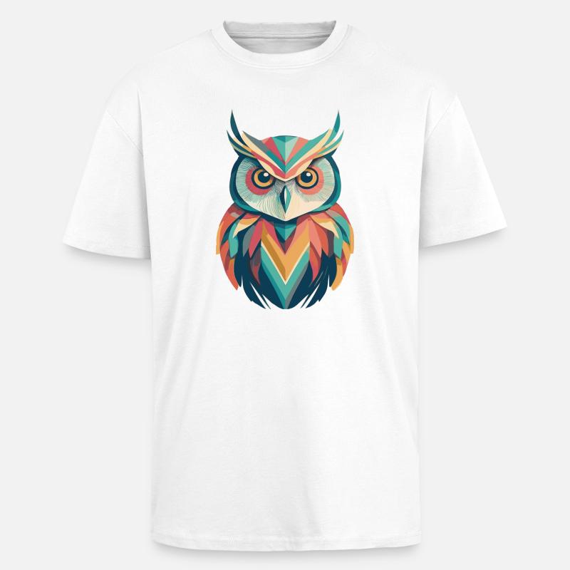 Glänzende Eule - Oversized Heavyweight Unisex T-Shirt - Weiß