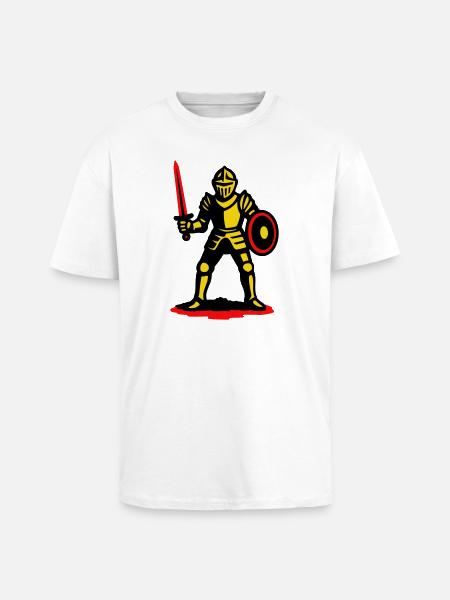 Yellow Knight with Red Sword - Unisex Oversized Heavyweight T-shirt - white