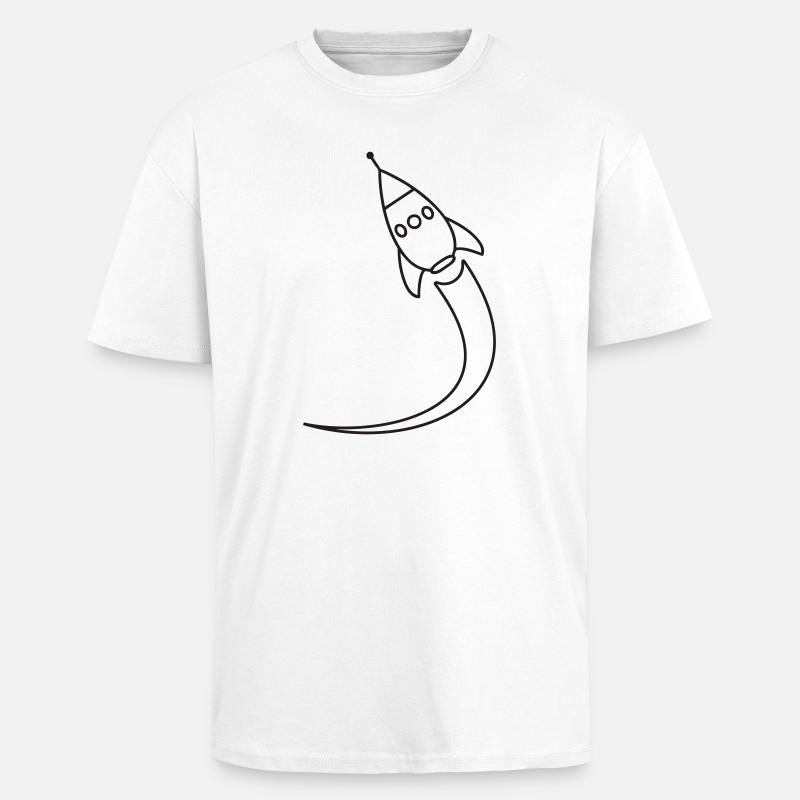 Lancement d’une fusée dans l’espace - T-shirt unisexe oversize épais - blanc