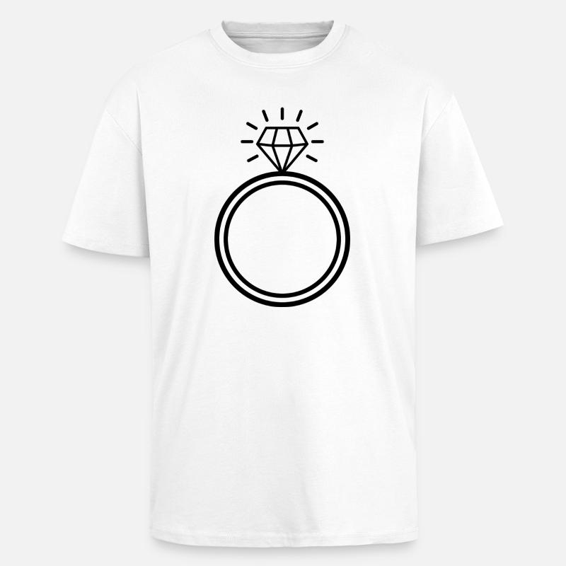 Diamond Ring - Unisex Oversized Heavyweight T-shirt - white