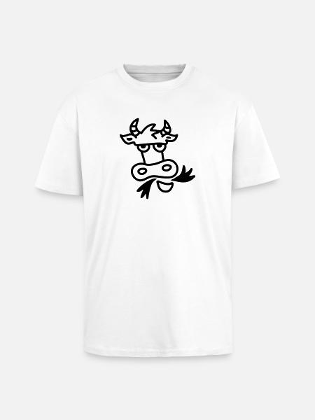 chewing cow - line - Unisex Oversized Heavyweight T-shirt - white