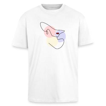 WIFE. DAUGHTER. ADOLESCENT. WOMEN'S DAY - Unisex Oversized Heavyweight T-shirt - white - Front - Alina (178cm) & Michal (187cm)