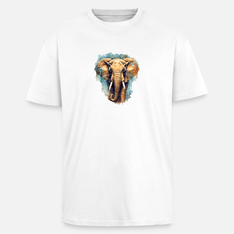 Éléphant - T-shirt unisexe oversize épais - blanc