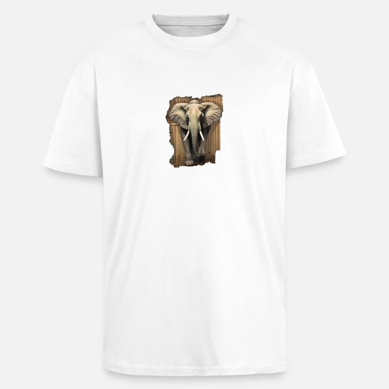 Elefant - Oversized Heavyweight Unisex T-Shirt - Weiß