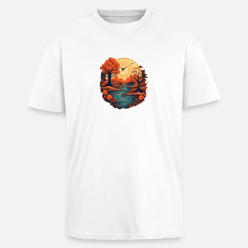 Herbstliche Landschaft - Oversized Heavyweight Unisex T-Shirt - Weiß