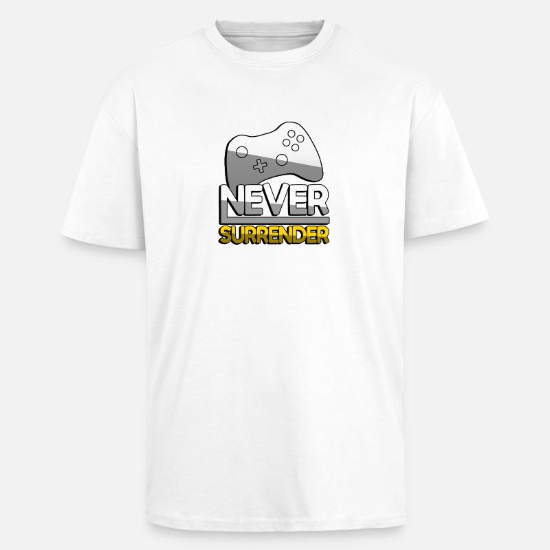 NEVER SURRENDER (Gelb) + Controller - Gaming - Oversized Heavyweight Unisex T-Shirt - Weiß