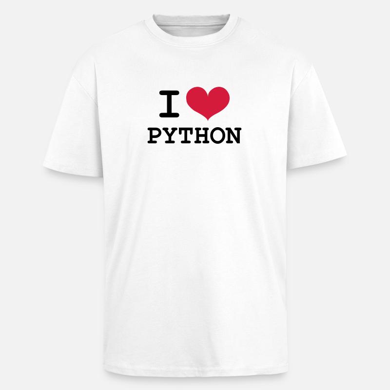 I Love Python - T-shirt unisexe oversize épais - blanc