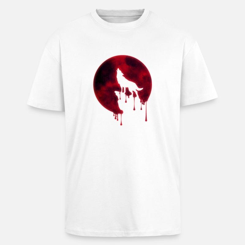 Blut Mond Heulender Wolf - Oversized Heavyweight Unisex T-Shirt - Weiß