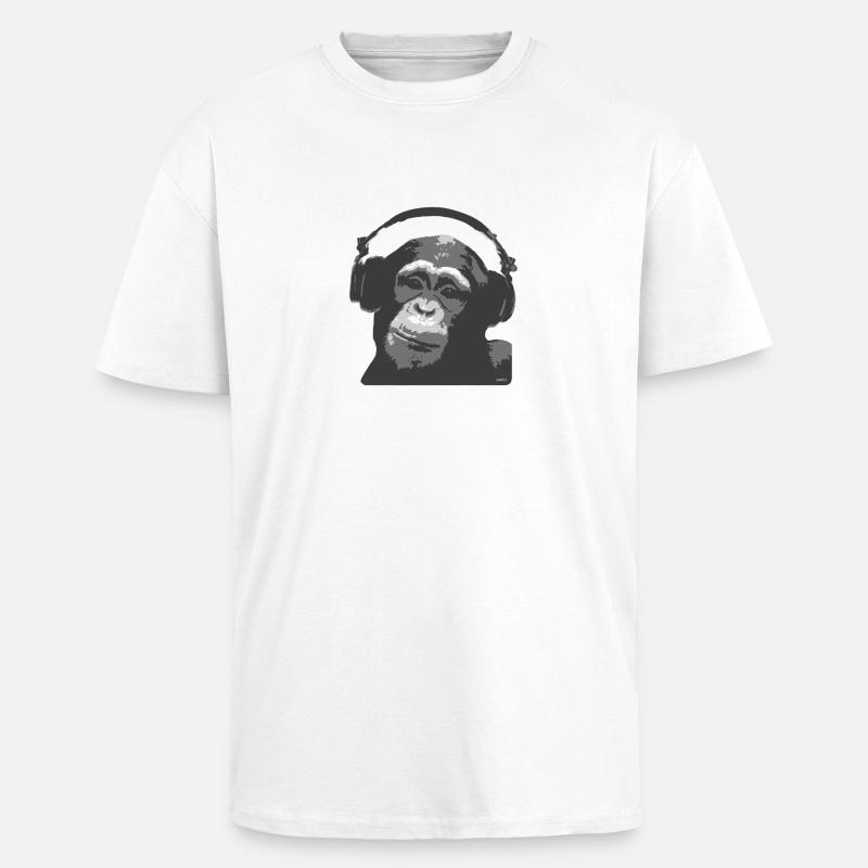 DJ MONKEY by wam - Oversized Heavyweight Unisex T-Shirt - Weiß