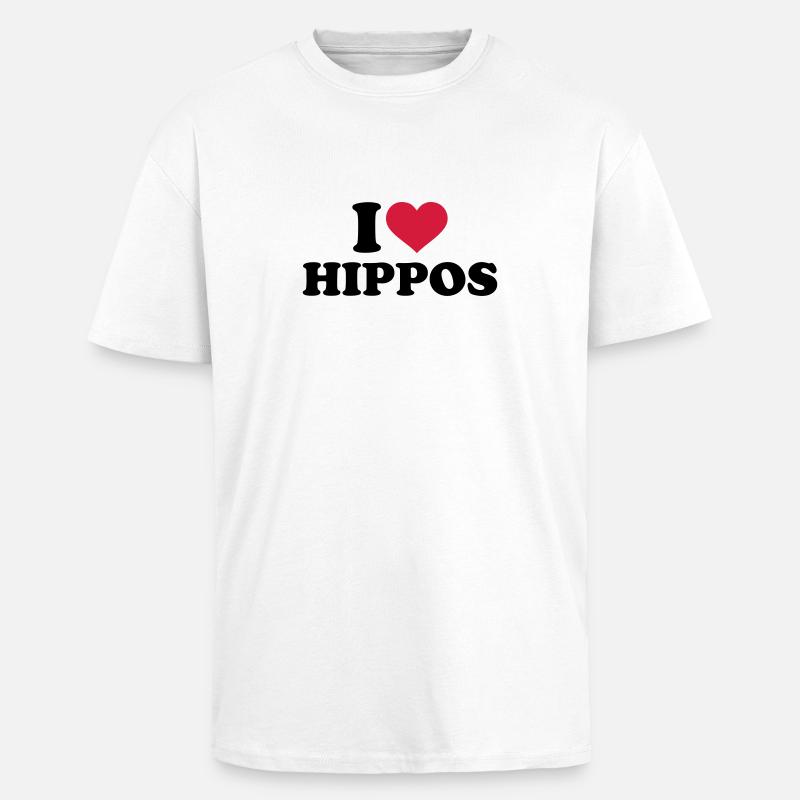 Nilpferd - Oversized Heavyweight Unisex T-Shirt - Weiß