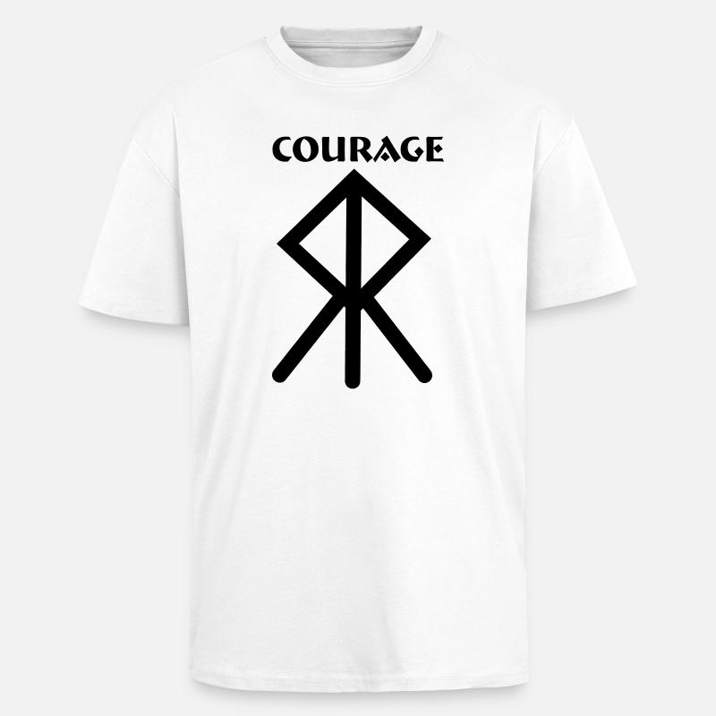 Courage Wikingerrune mit Text COURAGE - Oversized Heavyweight Unisex T-Shirt - Weiß